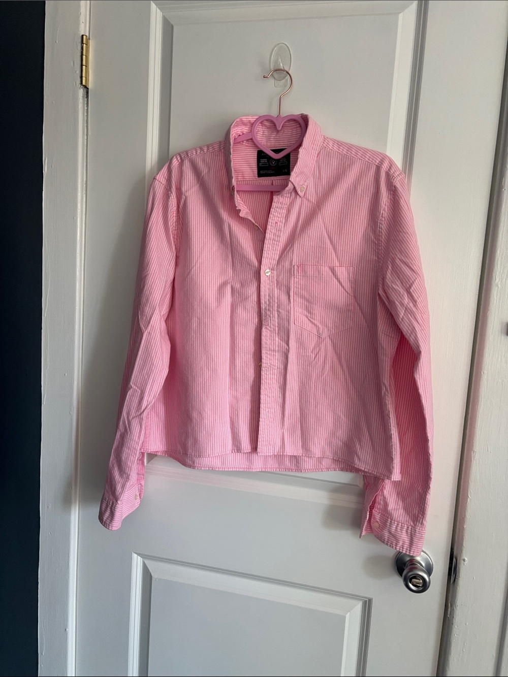 American Eagle Outfitters Light Pink Striped Button-Down Shirt